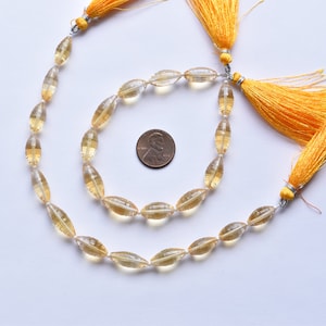 FULL STRAND CITRINE Concave Faceted Olive Bead | Wholesale Natural Gemstone | 8 Inch Strand | Clean Stone | Brazilian Citirne | Nice Quality