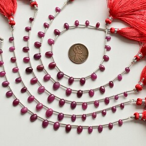 16 Pieces Natural Ruby untreated Oval Smooth Cabochon Beads Gemstone | Ruby for Jewelry Making | 8x6x4 to 5x4x3 MM