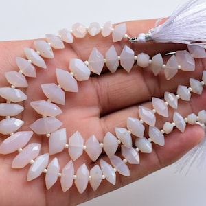 8 Inches Light Pink Onyx Faceted Crystalloid Beads Natural Gemstone Center Drill Beads Line Strand | 7x20x7 to 4.5x9x4.5 MM