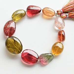 8 Inches Rare Congo Tourmaline Smooth Tumble Beads Natural Gemstone Strand | High Quality Tourmaline For Jewelry | 24x19x13 to 15x11x10 MM
