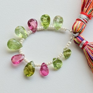 10 Pieces Multi Tourmaline Pear Cut Faceted Stone Beads Natural Gemstone | 10x7x5 to 9x6x5 MM | Tourmaline For Jewelry Making