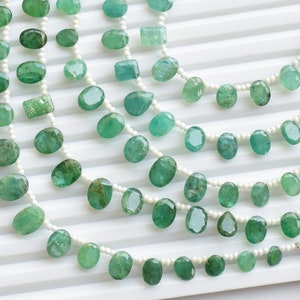 Emerald Mix Cut Stone Faceted Beads Side Drill Natural Gemstone | Emerald from Sakota Mines for Jewelry Making