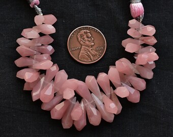 4 Inches Guava Quartz Tumble Drops Faceted Beads Natural Gemstone | 17x6 to 9x5x4 MM | Quazrtz for Jewelry Making | DIY Jewelry
