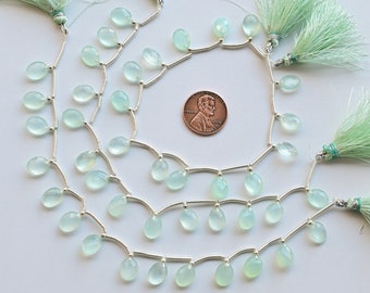 14 Pieces Mint Green Onyx Oval Checker Cut Faceted Beads Natural Gemstone Briolette Beads | 9x7.5x3.5 MM | Onyx for Jewelry Making