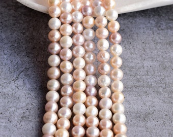 Peach Pink Almost Round Freshwater Pearl For Jewelry Making, Natural High Quality & High Luster, A Grade Freshwater Pearl | 7x7 to 8x8 MM
