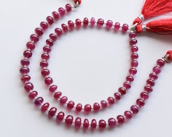 8 Inches Ruby Glass Filled Smooth Rondelle Beads Natural Gemstone Strand | Ruby for Jewelry Making | Gemstone Supplies