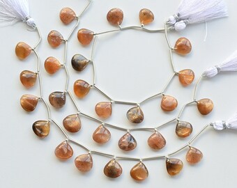 10 sztuk złotych koralików Schiller Moonstone Heart Smooth Lens Natural Gemstone | 13x13x5 do 12x12x5 MM | Moonstone do wyrobu biżuterii