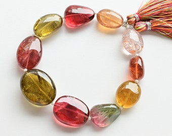 8 Inches Rare Congo Tourmaline Smooth Tumble Beads Natural Gemstone Strand | High Quality Tourmaline For Jewelry | 24x19x13 to 15x11x10 MM