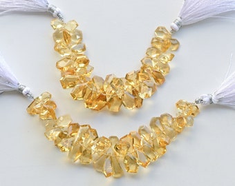 4 Inches Citrine Geometrical Step Cut Faceted Beads Natural Gemstone | 15x8x5 to 10x7x4 MM | Citrine for Jewelry Making