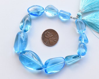 8 Inches Sky Blue Topaz Smooth Tumble Beads Natural Gemstone | 29x18x10 to 11x11x9 MM | Topaz for Jewelry Making | Gemstone Supplies