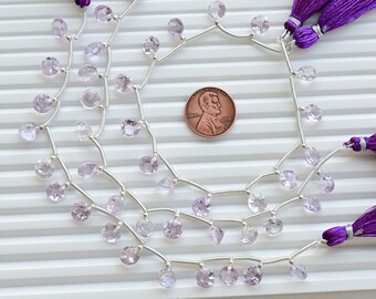14 Pieces Pink Amethyst Round Cut Stone Faceted Beads Natural Gemstone | 7x7x4 MM | Amethyst for Jewelry Making | Gemstone Supplies