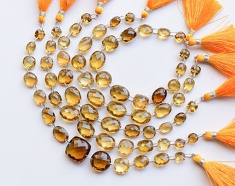 13 Pieces Beer Quartz Mix Faceted Beads Natural Gemstone Briolette Strand | Quartz for Jewelry Making | Gemstone Supplies