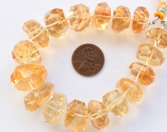 8 Inches Citrine Tumble Cubes Faceted Natural Gemstone Beads | 13x20 to 8x15 mm | Citrine for Jewelry Making | Gemstone Supplies