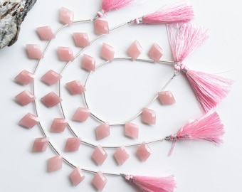 10 Pieces Guava Quartz Faceted Lozenge Beads Natural Gemstone Side Drill Beads Line Strand For Jewelry | 16x12x5 MM | Quartz Beads