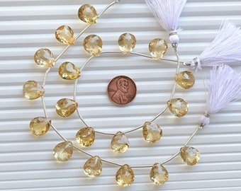 10 Pieces Honey Quartz Pear Rosette Bi Faceted Beads Natural Gemstone | 14x12x7 MM | Quartz for Jewelry Making