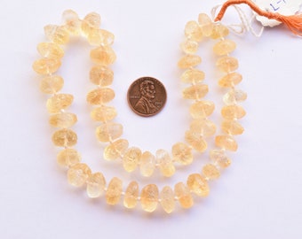 16 Inches Citrine Quartz Textured Tumble Side Drill Natural Gemstone Beads | 8x13x10 to 6x11x8 mm | Citrine for Jewelry Making | DIY Jewelry