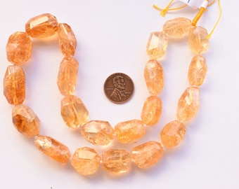 16 Inches Citrine Tumble Center Drill Faceted Natural Gemstone Beads | 24x13 to 18x12 mm | Citrine Beads | Gemstone Supplies | DIY Jewelry