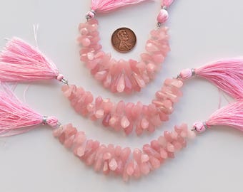 4 Inches Guava Quartz Tumble Drop Faceted Beads Natural Gemstone Strand | 16.5x5 to 9x5 MM | Quartz for Jewelry Making