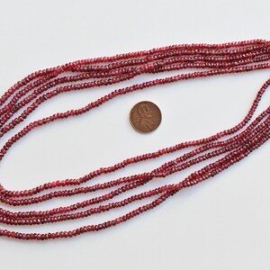 Red Spinel Rondelle Faceted Necklace Beads Natural Gemstone Strand | 3x4.5 to 1x3 MM | Spinel for Jewelry Making