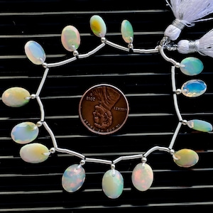 14 Pieces Ethiopian Opal Oval Cut Faceted Beads Natural Gemstone | Opal for Jewelry Making | 10.5x8x4 to 8.5x6x4 MM