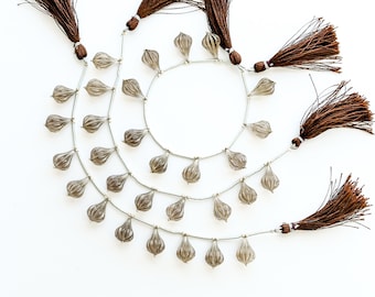 10 gouttes de melon inclinées en quartz fumé | Perceuse à fil traversant pour pierres précieuses naturelles pour la fabrication de bijoux | 18x12 à 17x12 MM
