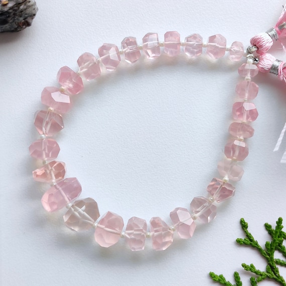 Inches Rose Quartz Faceted Tumble Cube Beads Natural Gemstone - Main Image