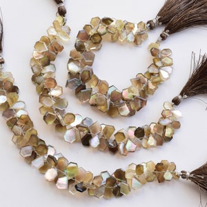7.5 Inches Black Mother Of Pearl & Crystal Triplet Geometrical Crown Cut Beads Natural Gemstone Side Drill Beads Strand | 14x9x3 to 8x5x2 MM