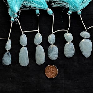 4 Pieces Aquamarine Uneven Rose Cut Faceted Cabochon Beads Natural Gemstone | Aquamarine for Jewelry Making | DIY Jewelry