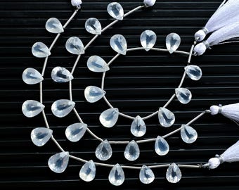 10 Pieces Crystal White Mother Of Pearl Triplet Pear Bi Rosette Cut Faceted Beads Natural Gemstone | | DIY Jewellery | 16x12x9 to 14x11x8 MM