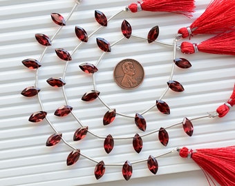 10 Pieces Mozambique Garnet Marquise Cut Faceted Beads Natural Gemstone | 12x6x4 MM | Garnet for Jewelry Making