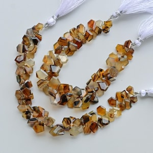 8 Inches Montana Agate Geometrical Crown Cut Faceted Beads Natural Gemstone Strand | 13x11x2 to 9x7x2 MM | Montana Agate for Jewelry Making