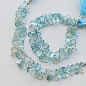 6 Inches Blue Zircon Geometrical Crown Cut Faceted Beads Natural Gemstone Strand | 13x7x2 to 7x5x2 MM | Zircon for Jewelry Making image 3