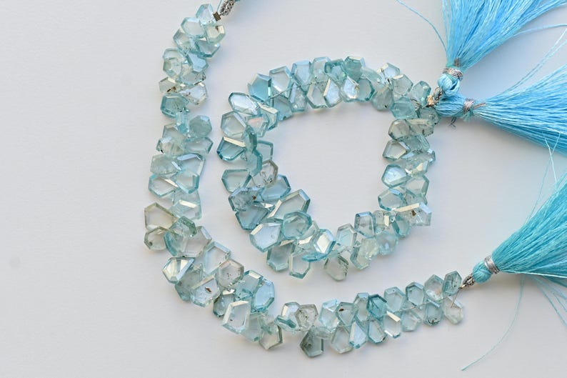 6 Inches Blue Zircon Geometrical Crown Cut Faceted Beads Natural Gemstone Strand | 13x7x2 to 7x5x2 MM | Zircon for Jewelry Making image 3