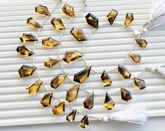 10 Pieces Citrine Bi-Color Geometrical Cut Stone Faceted Beads Natural Gemstone | Citrine for Jewelry Making | DIY Jewelry