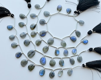 10 Pieces Blue Sheen Labradorite Smooth Uneven Beads Natural Gemstone Face Drill Strand For Jewelry Making | 16x12x7 to 12x9x4 MM