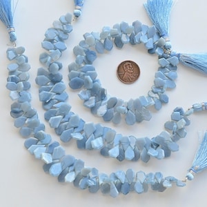 8 Inches African Blue Opal Geometrical Crown Cut Faceted Beads Natural Gemstone |14x10x2 to 9x7x2 MM | Opal for Jewelry Making
