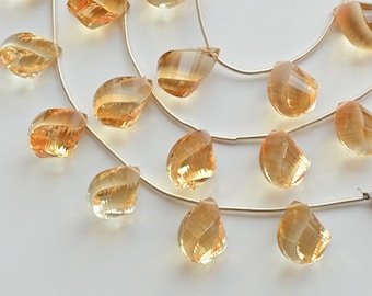 6 piezas de citrino trenzado con forma de gota, cuentas facetadas cortadas en forma de paso, hilo de piedras preciosas naturales, joyería de bricolaje, 20 x 12 a 19 x 12 mm, citrino para hacer joyas