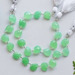 12 Pieces Chrysoprase Faceted Pear Beads Natural Gemstone Briolette Double Drill Beads Strand | Chrysoprase Bead | 8x10x4 mm
