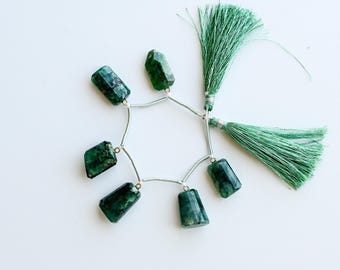 6 Pieces Emerald Tumble Tube Step Cut Faceted Beads 14K Gold Filled Peg Bail | 19x13x8 to 17x11.5x7 MM | 14 KGF | Emerald for Jewelry Making