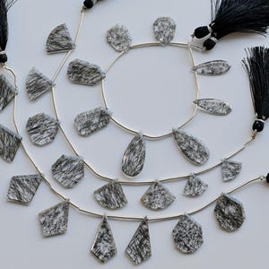 8 Pieces Black Rutile Mix Crown Cut Faceted Beads Natural Gemstone Side Drill Strand for Jewelry Making | Tourmaline For Rutile