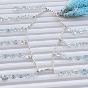 50 Pieces Aquamarine Faceted Mix Cut Stone Beads Natural Gemstone Face Drill Beads Line Strand | Aquamarine from Brazil