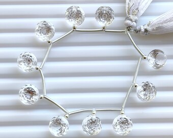 10 個入り クリスタル ラウンド コンケーブ カット ビーズ 天然宝石