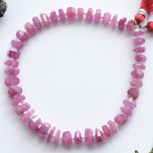8 Inches Ruby Glass Filled Faceted Tumble Cubes Beads Natural Gemstone Center Drill Beads Line Strand | 7x8 to 3x6 MM