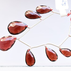8 Pieces Garnet Faceted Flat Rose Cut Pear Face Drill Natural Gemstone Beads Strand | 19x13x4 to 12.5x7.5x3 mm | Genuine Red Garnet Beads