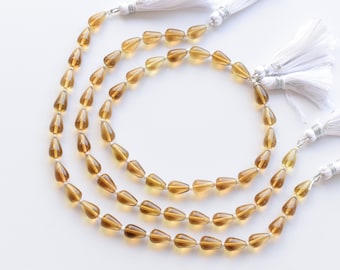 8 Inches Beer Quartz Smooth Drop Natural Gemstone Beads | 9x6x6 MM | Quartz for Jewelry Making | Gemstone Supplies