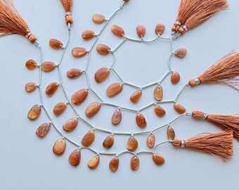 10 Pieces Natural Sunstone Smooth Uneven Beads Natural Gemstone Face Drill Strand For Jewellery Making | 17x11x4 MM to 11x8x3 MM