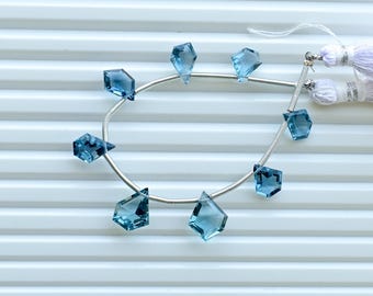 8 Pieces Teal Green Fluorite Geometrical Step Cut Beads | Natural Gemstone Side Drill Strand for Jewellery Making | 13x10x5 to 10x8x4 MM