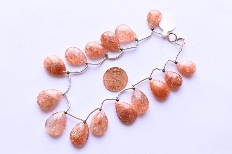 Reasonable Price Wholesale Cab Beads 15pc NATURAL SUNSTONE SMOOTH Pear Shape Flat Drops Natural Gemstone Cabochon Face Drill Beads Line