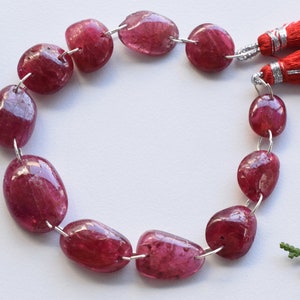 11 Piezas VIDRIO RELLENO RUBÍ Lisa Desigual Cuentas Naturales Piedra Preciosa Lisa Doble Taladro Perlas Línea Strand / Ruby Beads / 19x14x6 a 11x9x5 mm