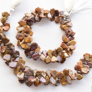 8 Inches Brown Jasper Faceted Geometrical Crown Cut Beads Natural Gemstone Side Drill Beads Strand | Jasper Beads 13x9 to 11x6  mm